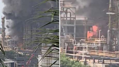 Explosión en una refinería desata un incendio con ENORMES columnas de humo en la India (VIDEO)