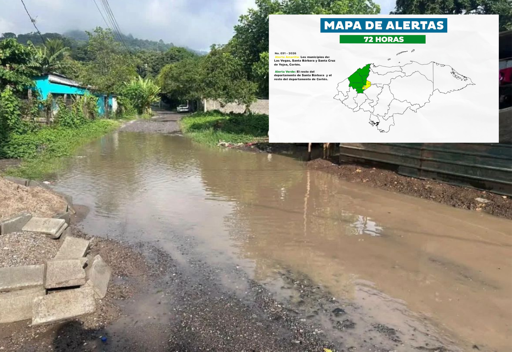 Copeco amplía Alerta Amarilla ante lluvias intensas en Santa Bárbara y Cortés