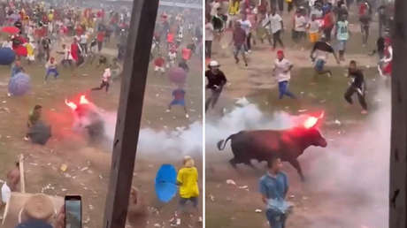 VIDEO: Prenden fuego a los cuernos de un toro durante festejos en Colombia