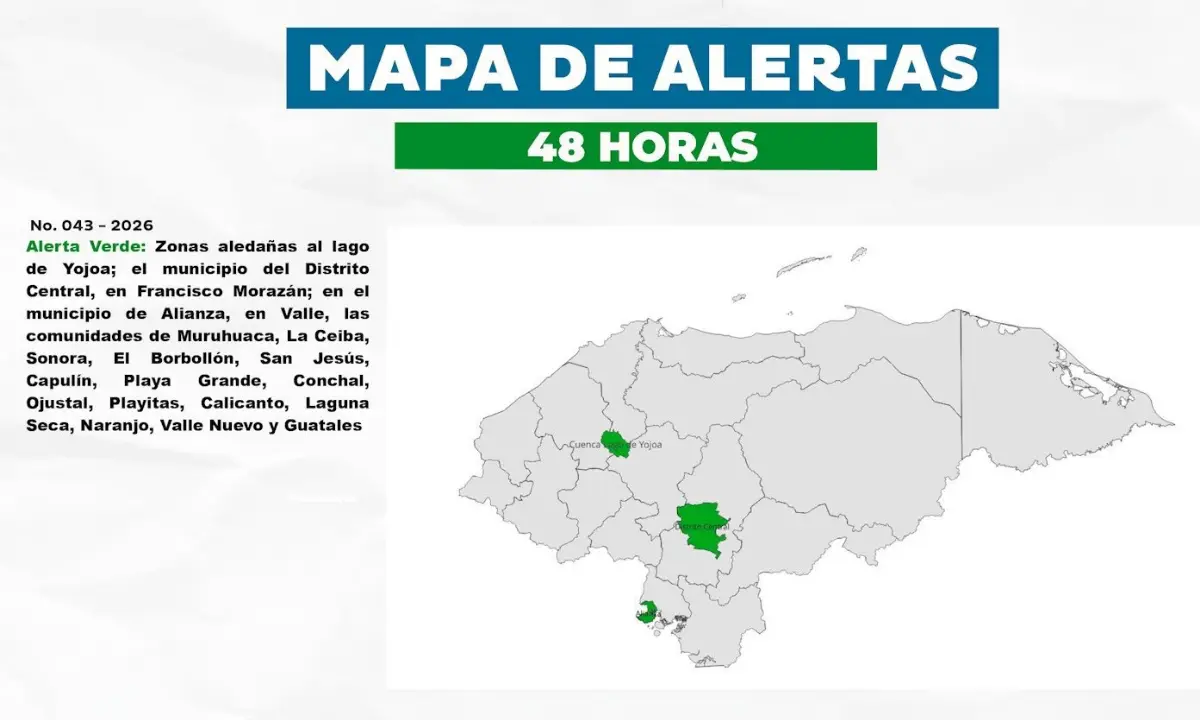 Alerta Verde por lluvias en zonas vulnerables de Honduras