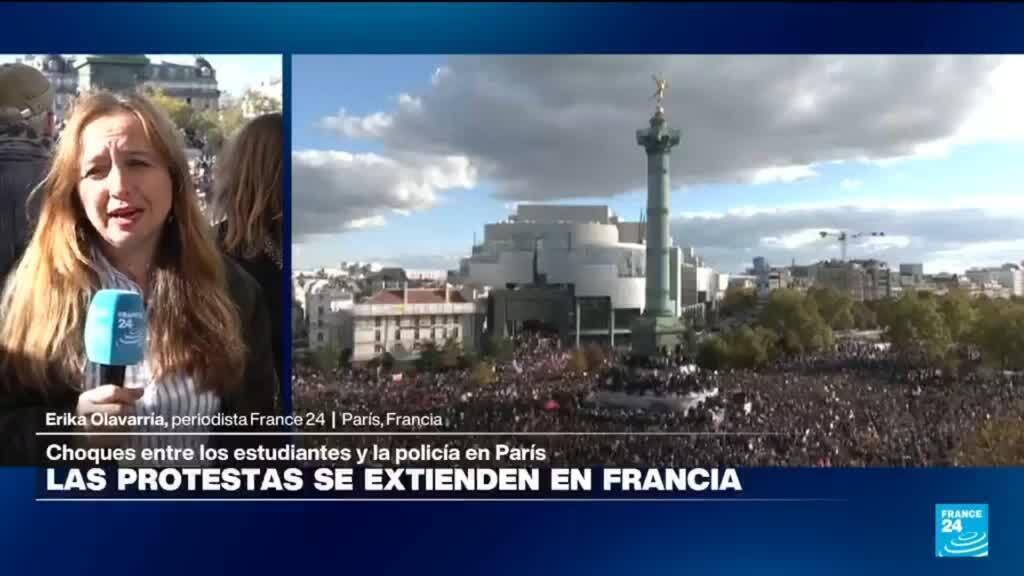 Informe desde París: sindicatos y universitarios se unen a manifestaciones de estudiantes