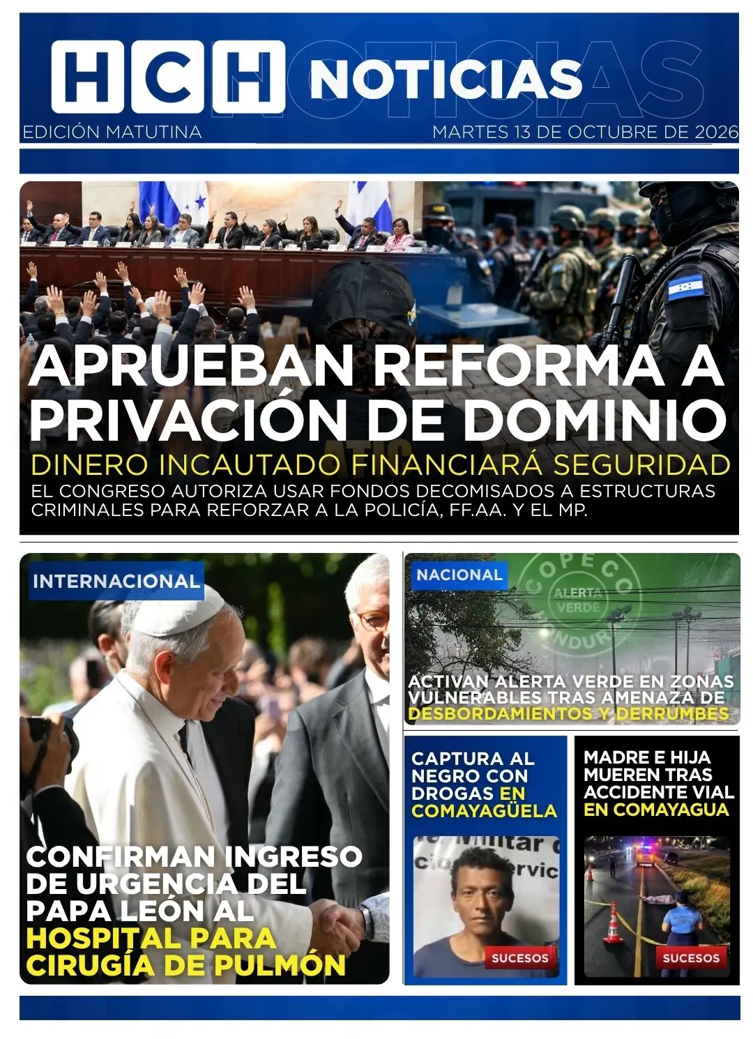 Portada HCH Martes 13 de octubre 2026 Edición Matutina