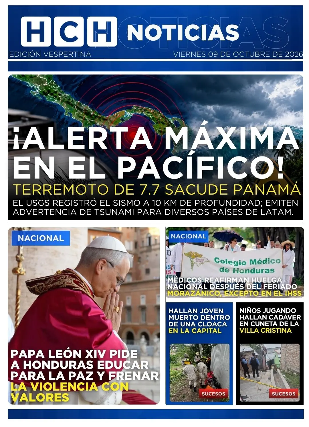 Portada HCH Viernes 9 de octubre 2026 Edición Vespertina