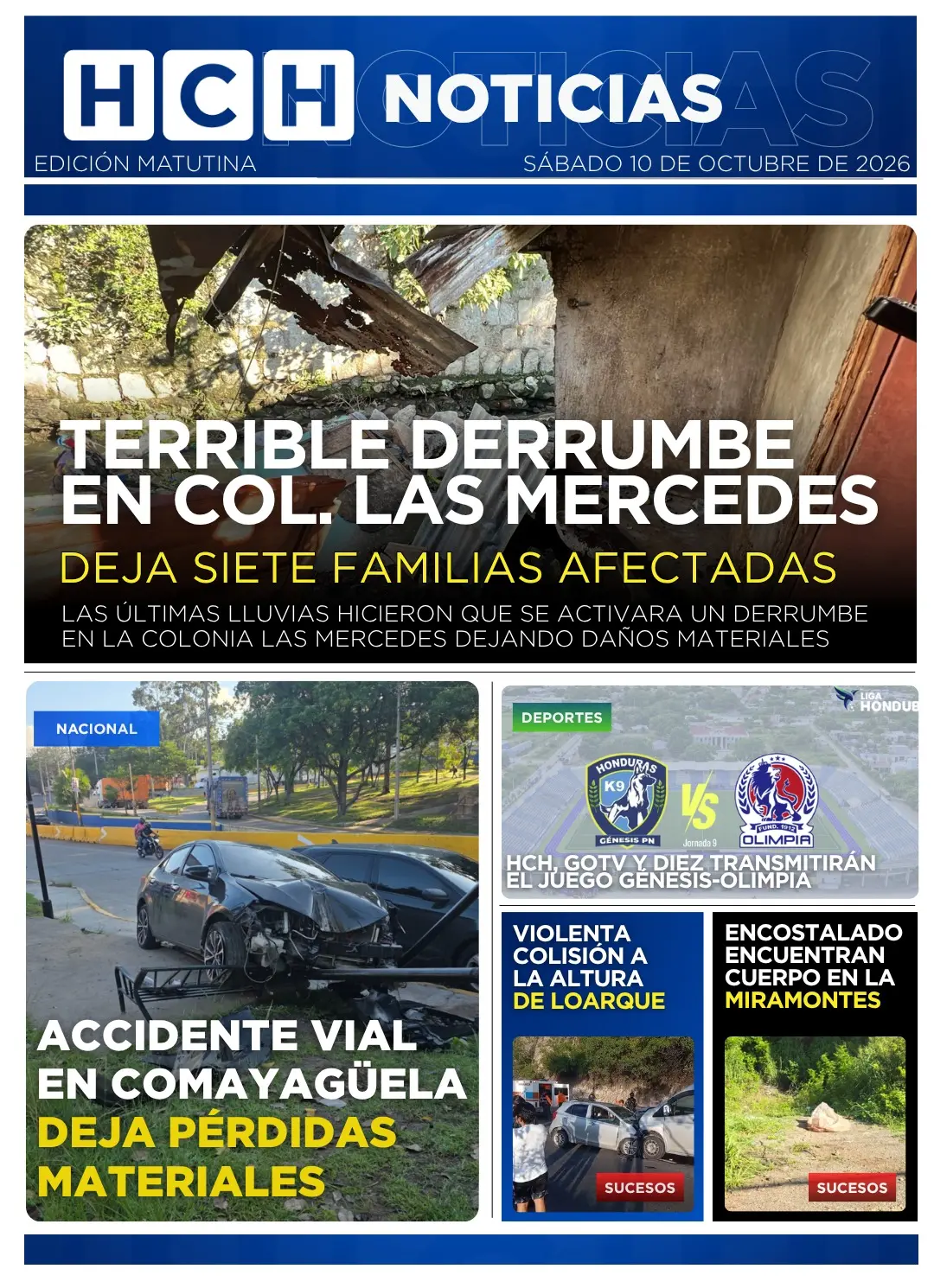 Portada HCH Sábado 10 de octubre 2026 Edición Matutina