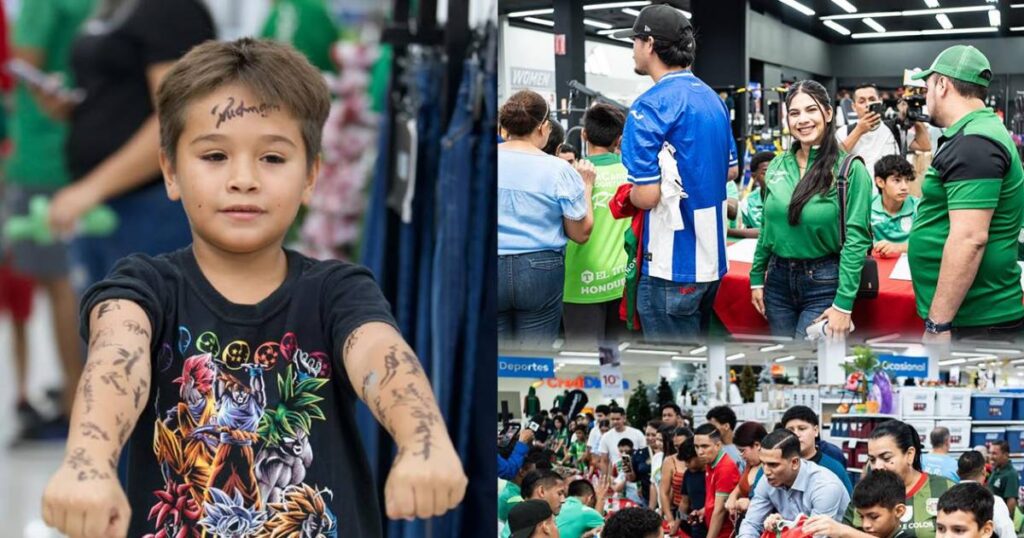 ¡Locura! El niño que conquistó el corazón de Marathón y se “tatuó” las firmas en la piel