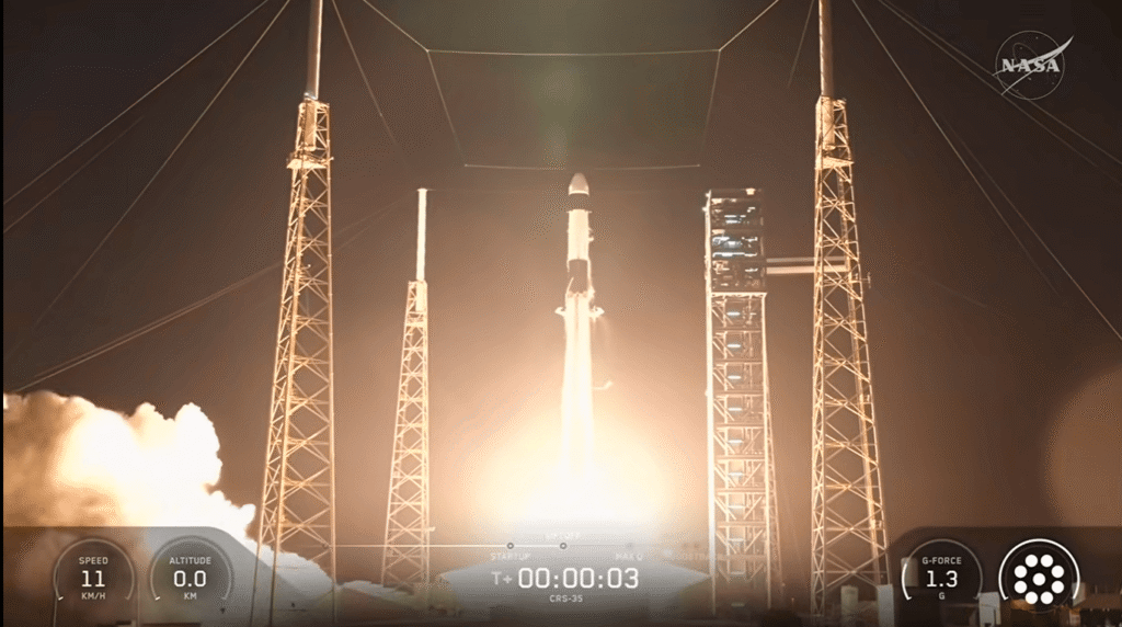 Lanzamiento científico y de carga de la NASA en la 35ª misión de reabastecimiento de SpaceX a la estación