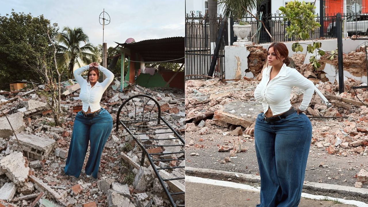 Creadora de contenido desata críticas por posar entre escombros tras terremoto en Panamá