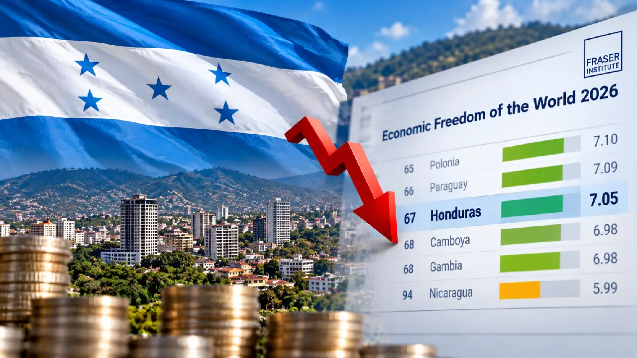 Honduras retrocede tres puestos en el Índice de Libertad Económica 2026
